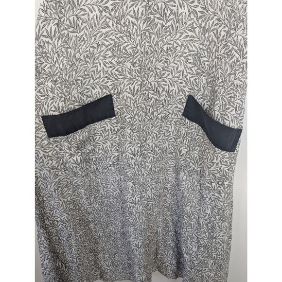 Flax Lagenlook Linen Leaf Print Midi Shift Dress - Picture 2 of 5